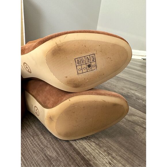Michael Kors Slouchy Suede Round Toe Heeled Pull-on Leigh Boots Luggage Size 10 - Picture 10 of 12